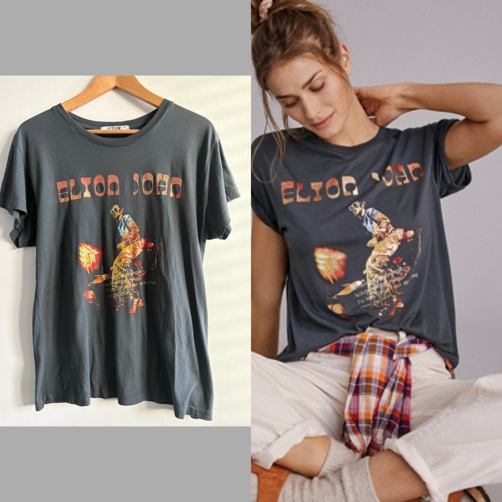 M LETLUV Anthropologie Elton John T-shirt